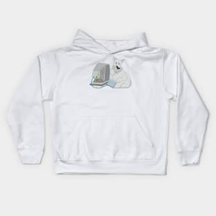 Big cat at the computer Kids Hoodie